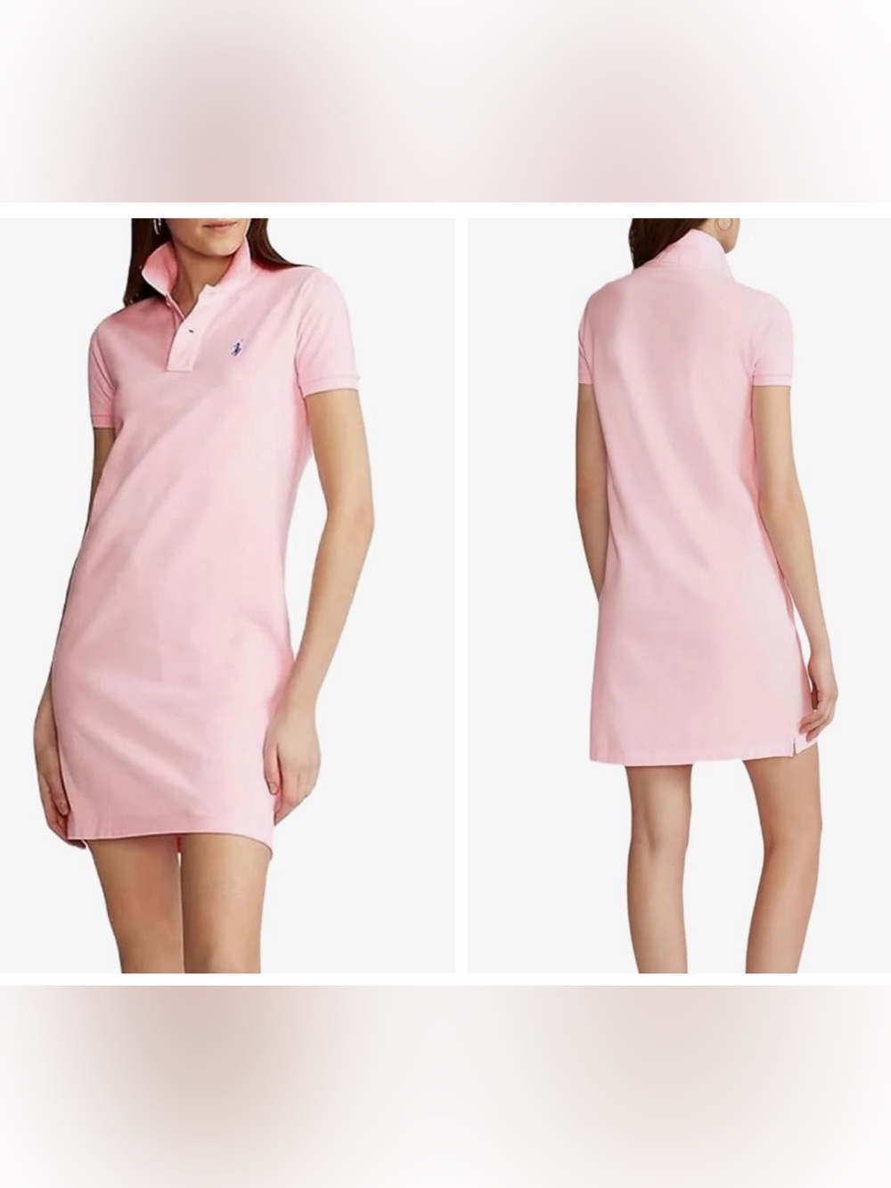 POLO RALPH LAUREN Women's Pink Short Sleeve Cotton The Mesh Mini Polo Dress